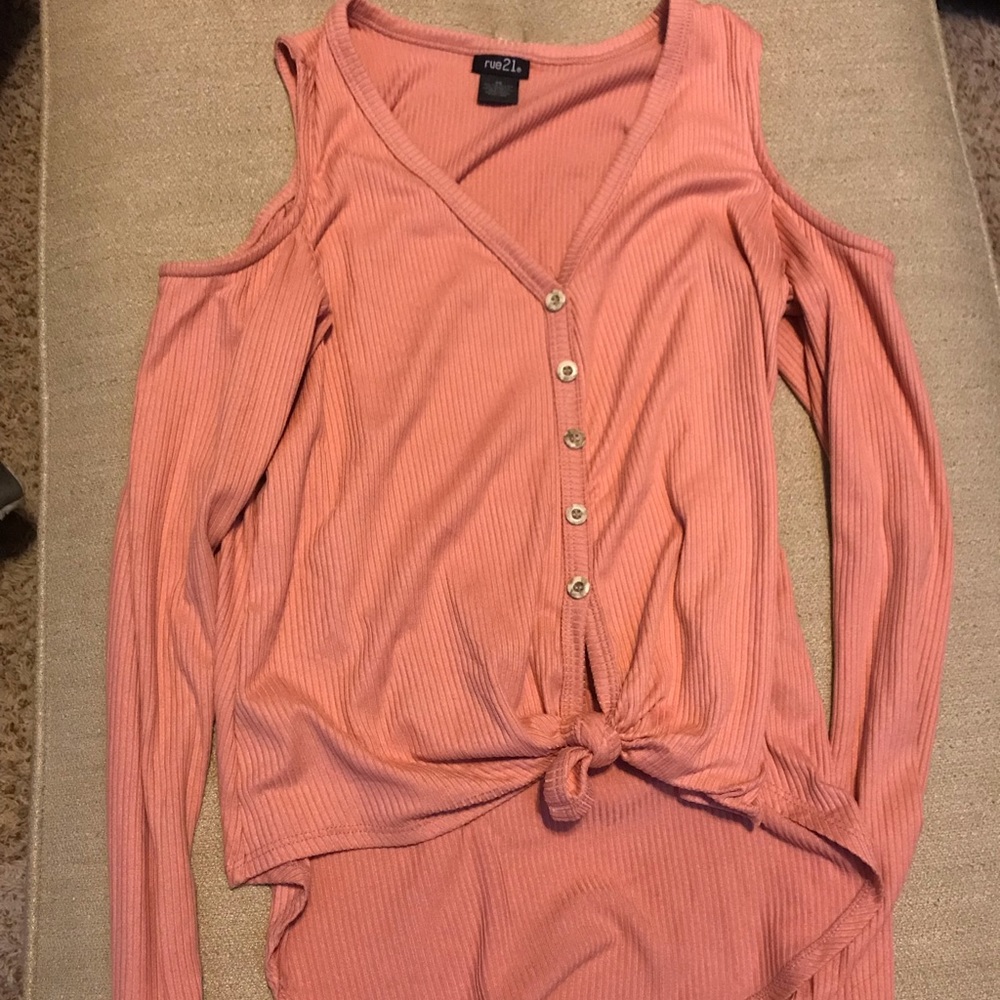 Pink Off Shoulder Long Sleeve